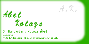 abel kolozs business card