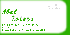 abel kolozs business card